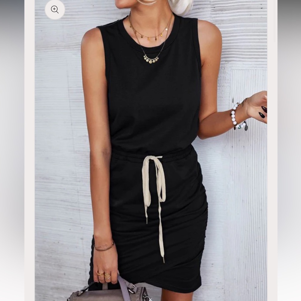 N:Philanthropy it was all a dream drawstring mini dress in black cat